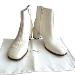 Vince Maggie Booties White Leather Ankle Boots Women’s